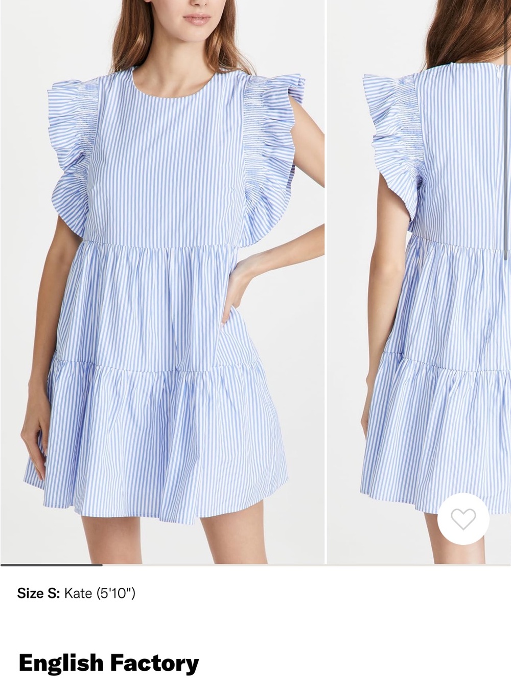 English Factory Seersucker Striped Mini Dress. Size L with ruffle sleeve